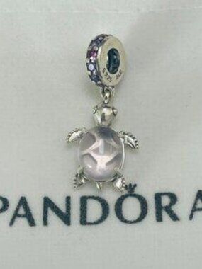 Pandora Murano Glass Pink Sea Turtle Dangle Charm